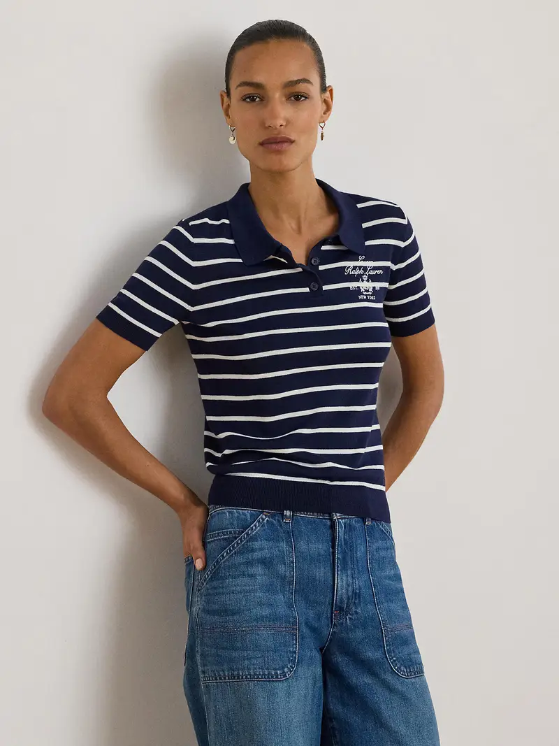 Pullover marino / bianco miniatura 2