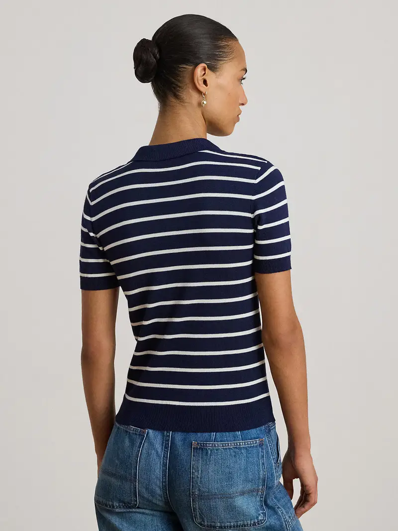 Pullover marino / bianco miniatura 3