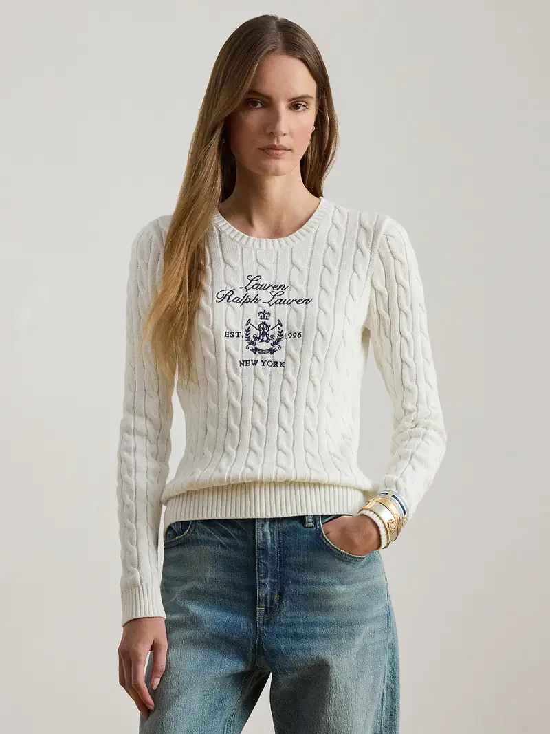 Pullover marino / bianco miniatura 2