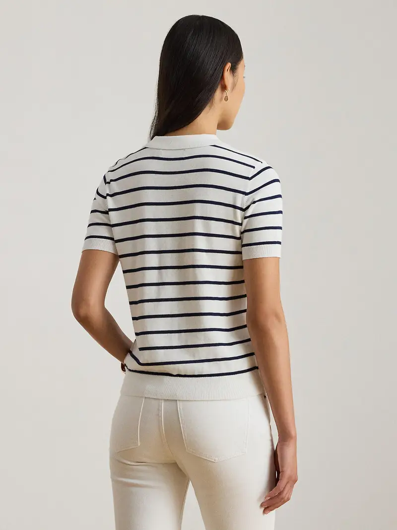 Pullover navy / bianco miniatura 3