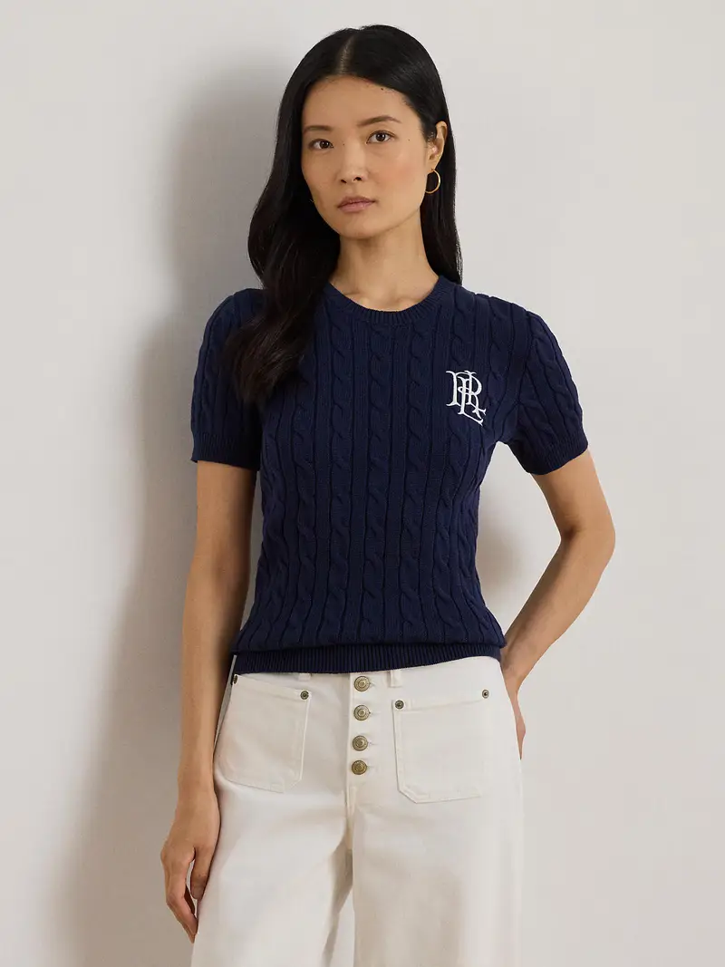 Pullover navy / bianco miniatura 2