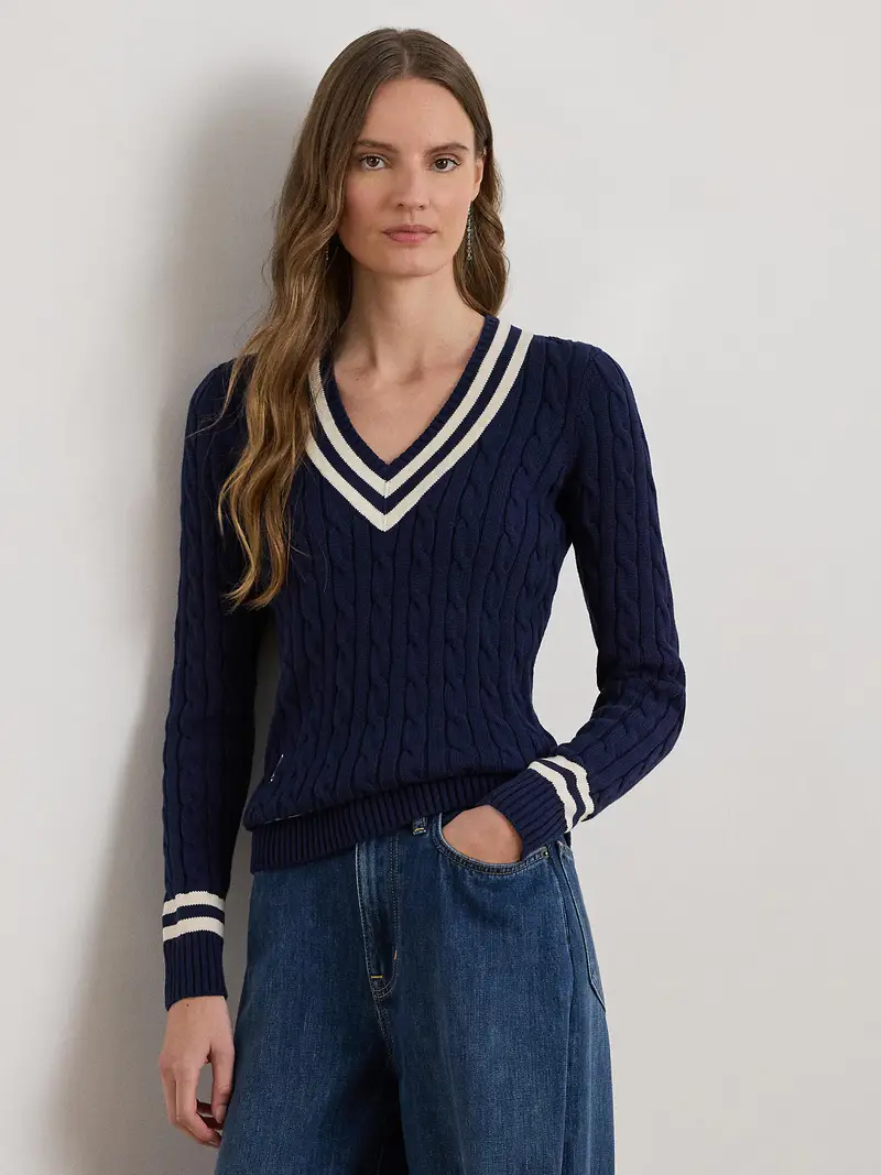Pullover navy / bianco miniatura 2