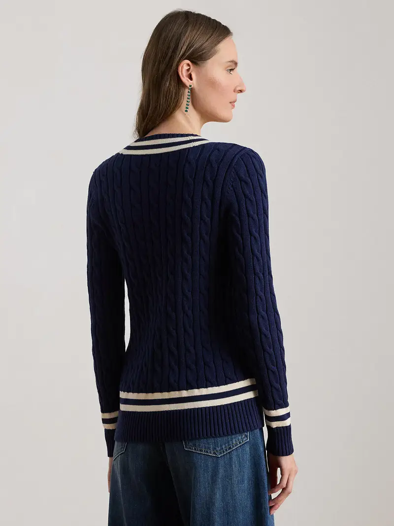 Pullover navy / bianco miniatura 3