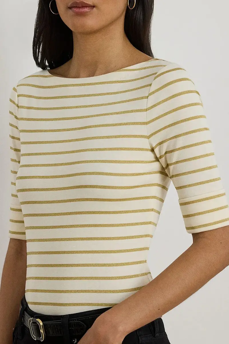 Lauren Ralph Lauren T-shirt Donna Beige 3575085 miniatura 4