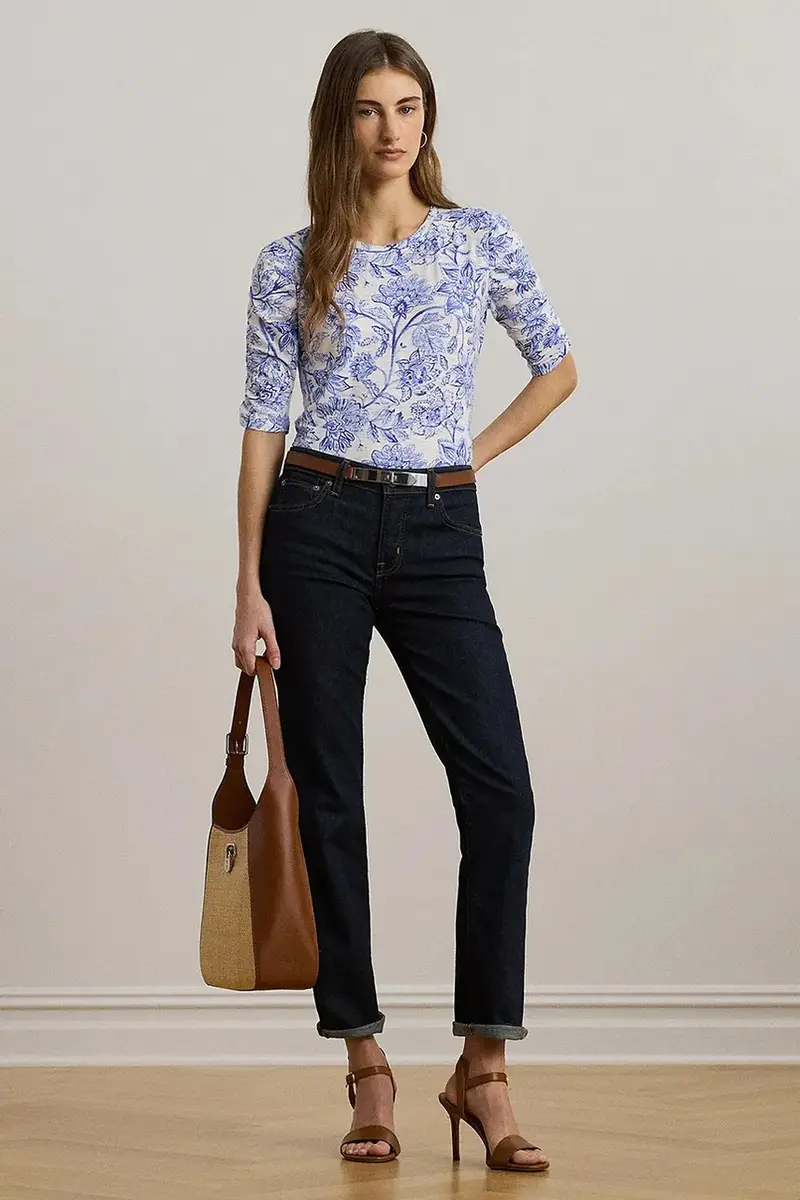 t-shirt in cotone colore blu 200971025 miniatura 3