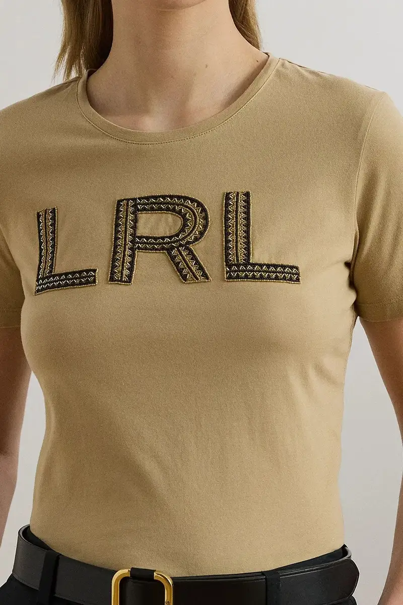 Lauren Ralph Lauren T-shirt Donna Beige 3572008 miniatura 4