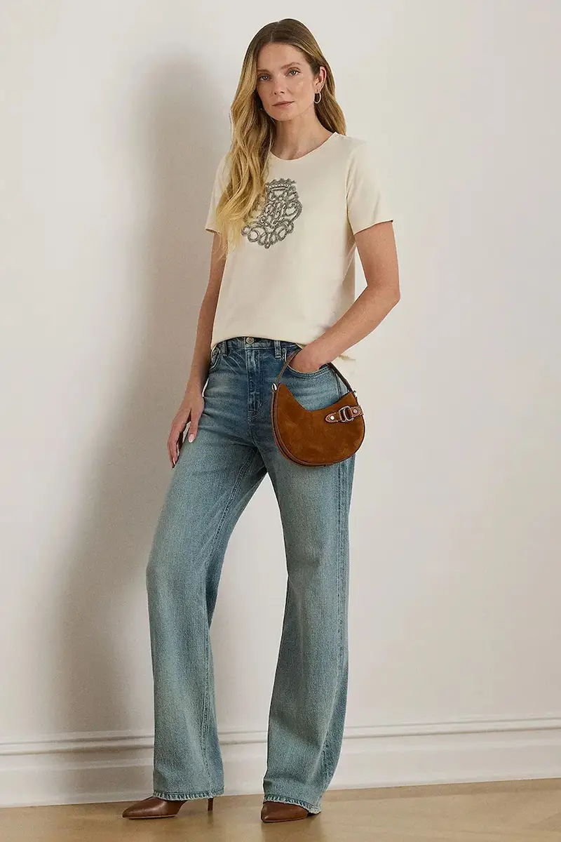 Lauren Ralph Lauren T-shirt Donna Beige 3575073 miniatura 3