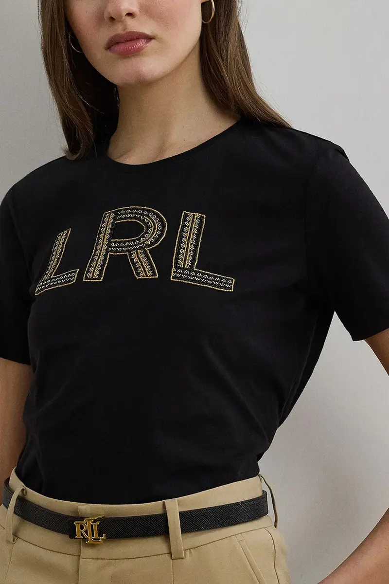 Lauren Ralph Lauren T-shirt Donna Nero 3637092 miniatura 4