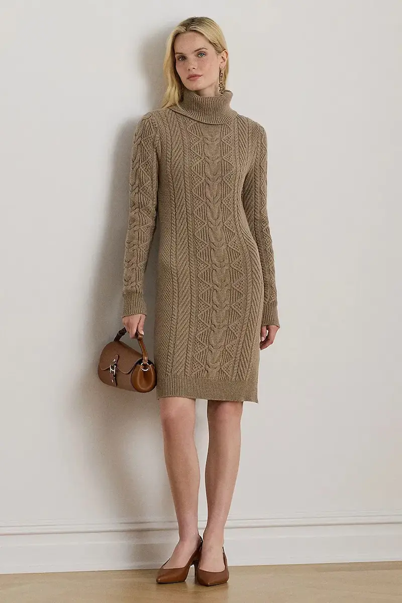 vestito con lana colore beige 200979705