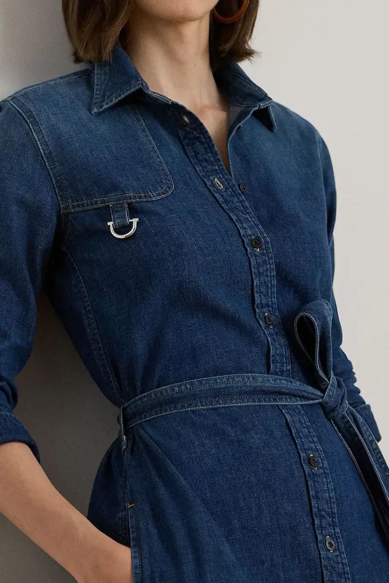 vestito di jeans colore blu navy 200979976 miniatura 4