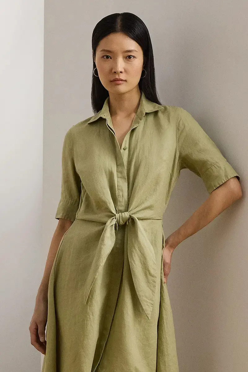 vestito di lino colore verde 200905667 miniatura 3