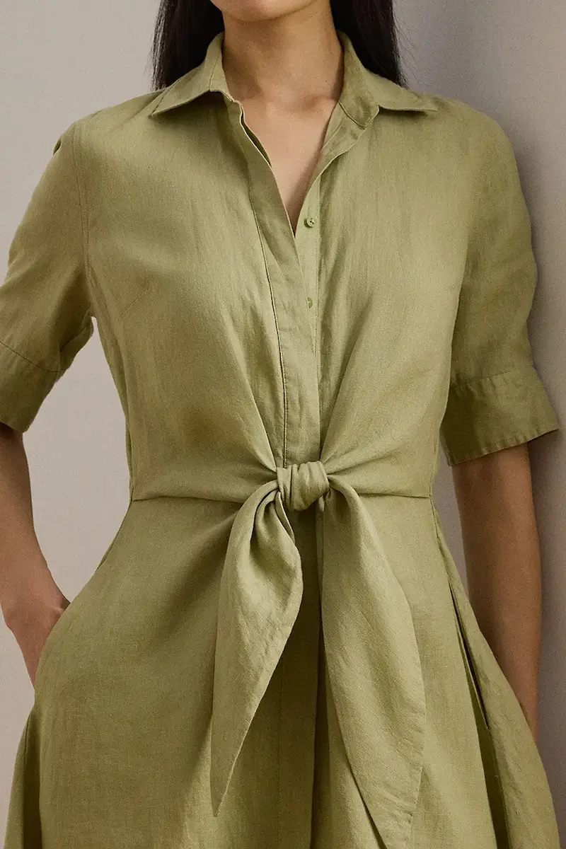 vestito di lino colore verde 200905667 miniatura 4