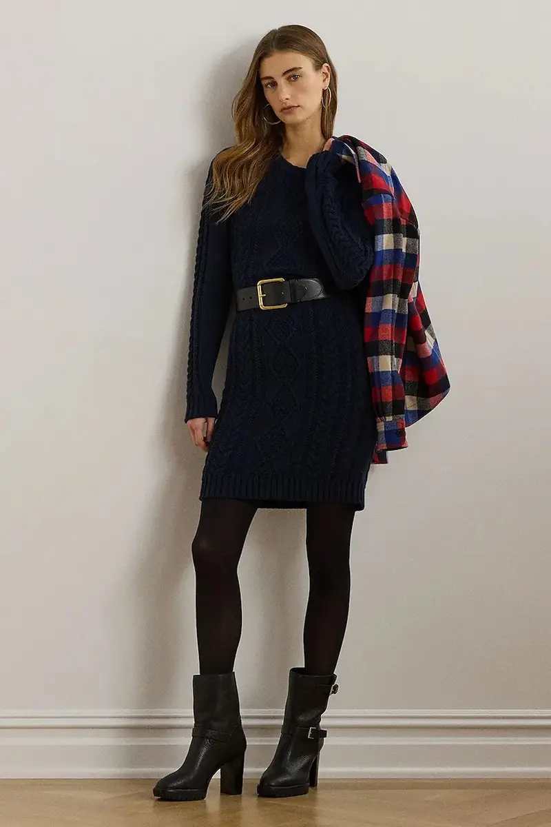 vestito in cotone colore blu navy 200957468