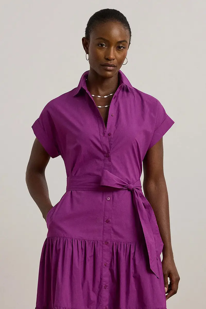 vestito in cotone colore violetto 200970821 miniatura 3