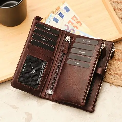 Lavalen® Portafoglio Donna Pelle Vera – Portafoglio Donna Firmato Grande Capacità con RFID – Porta Tessere Elegante miniatura 3