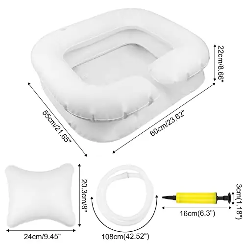 Lavatesta Gonfiabile Portatile per Parrucchieri, Lavandino Mobile, Capelli Lavandino con Cuscino piccolo, Drain Tubo miniatura 2