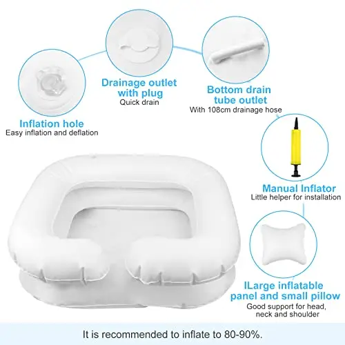 Lavatesta Gonfiabile Portatile per Parrucchieri, Lavandino Mobile, Capelli Lavandino con Cuscino piccolo, Drain Tubo miniatura 3