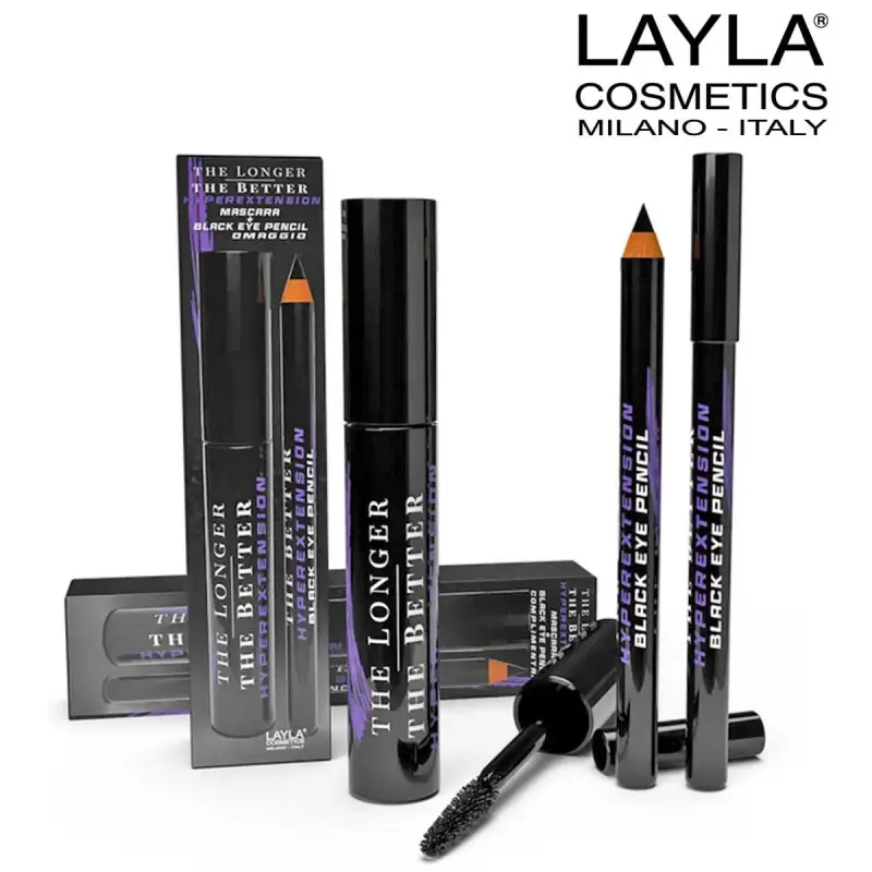 mascara hyperextension extreme nero + matita occhi nera omaggio