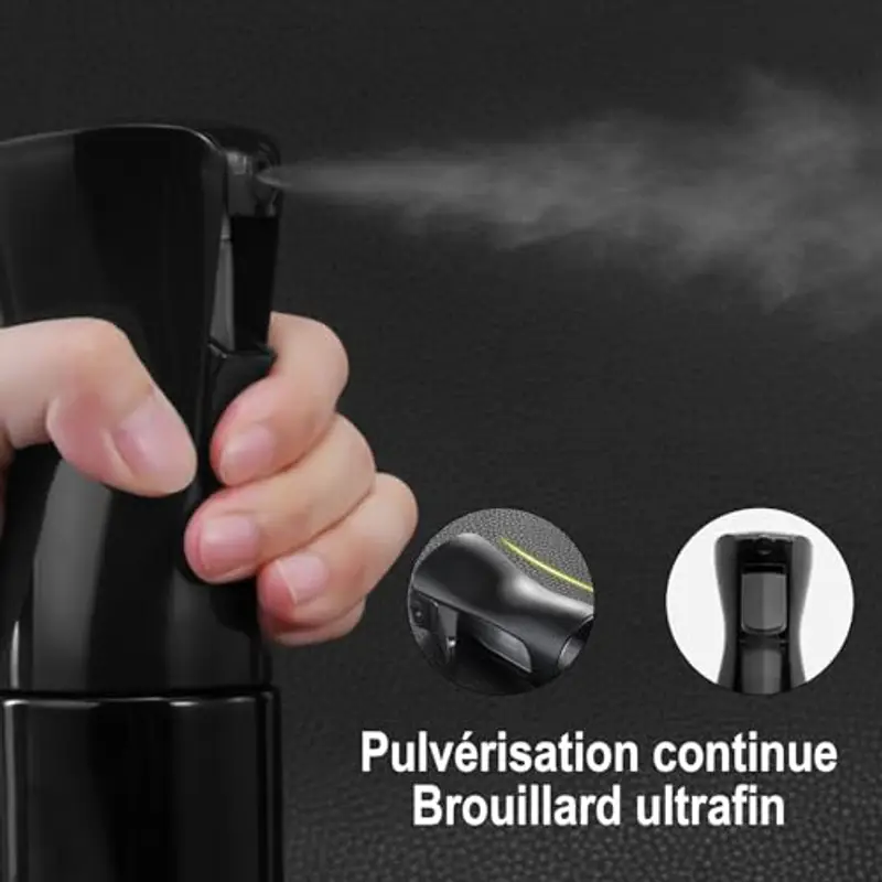 LBJFYHJN 2 flaconi spray per capelli, 200 ml, con nebbia fine continua, per piante, pulizia, alcool, ecc. (nero) miniatura 3