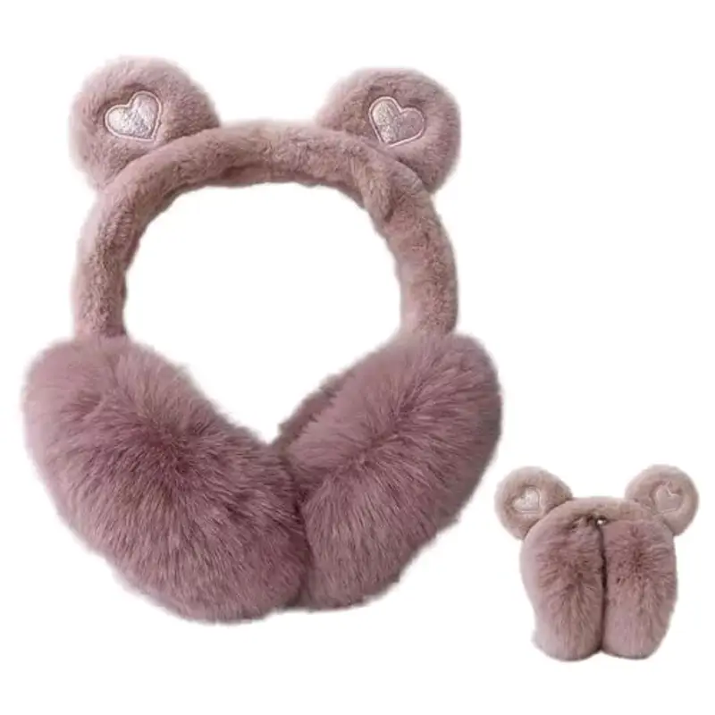 LdawyDE Paraorecchie Donna, Paraorecchie Caldi Invernali in Peluche Bambini Ragazze Orecchie da Orso Carino Scalda