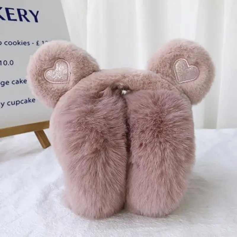 LdawyDE Paraorecchie Donna, Paraorecchie Caldi Invernali in Peluche Bambini Ragazze Orecchie da Orso Carino Scalda miniatura 3