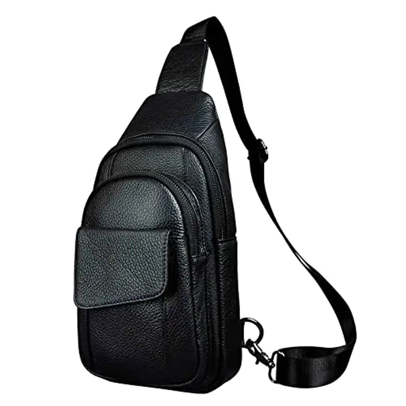 Le'aokuu Uomini All'aperto Casual Viaggio Escursionismo Tè Crossbody Petto Sling Bag Rig Una Tracolla Borsa Zaino Uomo In Pelle 8013
