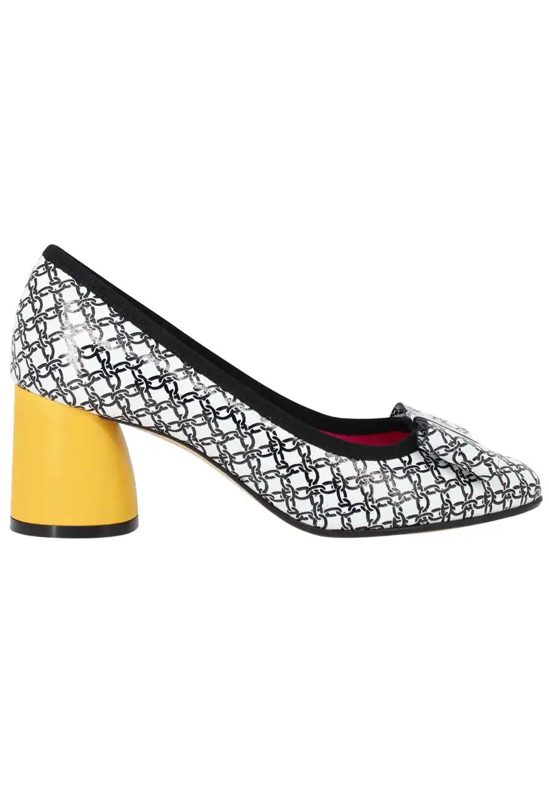 Decollete donna in pelle bianca e nera con tacco alto in contrasto Donna 3530S3 7720