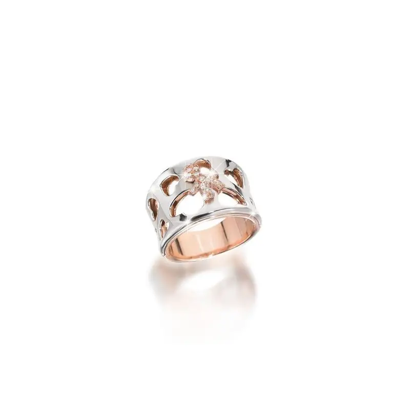 Anello Divini Oro Bianco E Bimbo Oro Rosa E Brillanti - Le Bebe