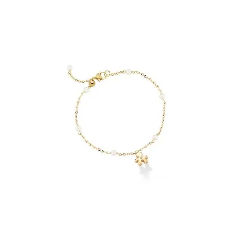 Bracciale Bimbo Oro Giallo Con Perle E Diamante - Le Bebe