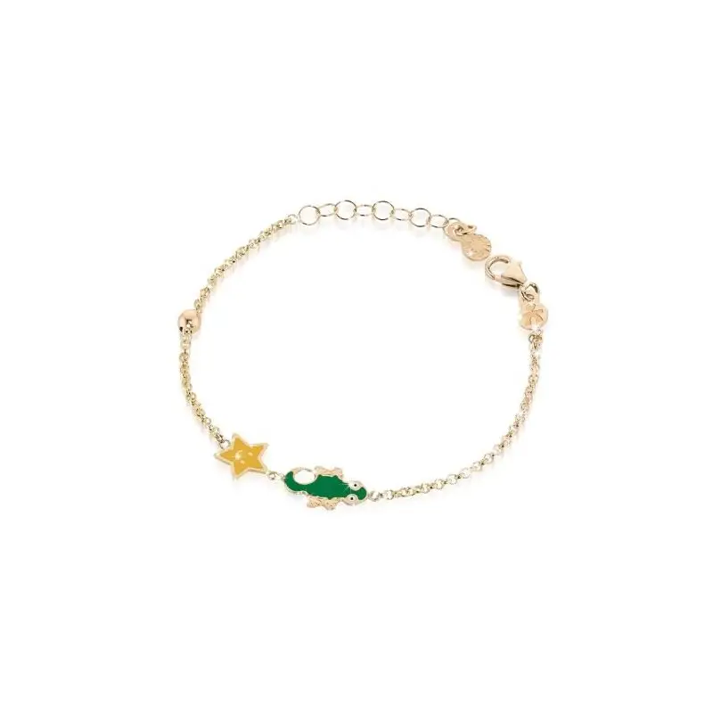 Bracciale Fortuna Con Geco E Stellina In Oro Giallo - Le Bebe