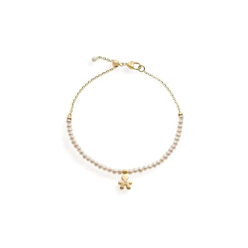 Bracciale Le Perle Con Sagoma Bimbo In Oro Giallo E Diamante - Le Bebe