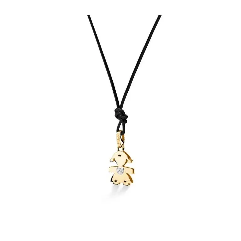 Ciondolo I Classici Con Sagoma Bimba In Oro Giallo E Diamanti - Le Bebe miniatura 2