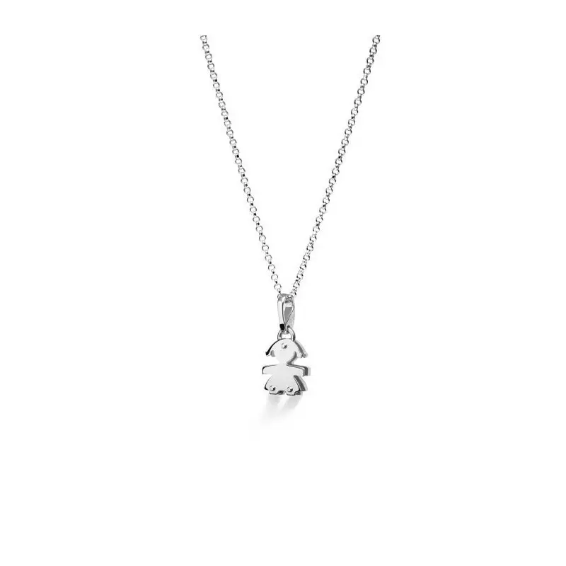 Ciondolo I Preziosi Con Sagoma Bimba In Oro Bianco E Diamanti - Le Bebe miniatura 2