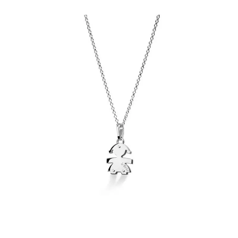 Ciondolo I Preziosi Con Sagoma Bimba In Oro Bianco E Diamanti miniatura 2