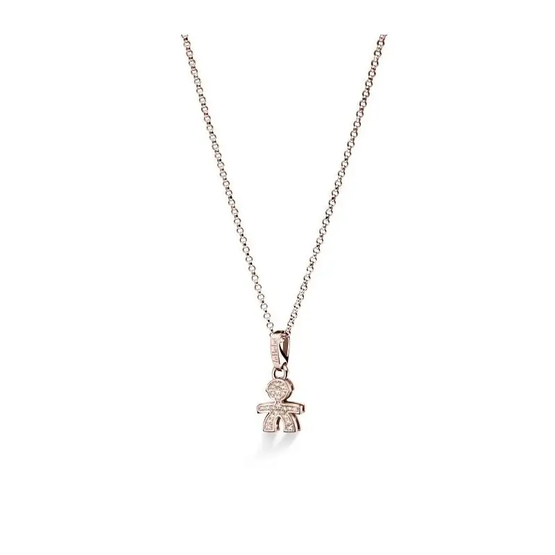 Ciondolo I Preziosi Con Sagoma Bimbo In Oro Rosa E Diamanti - Le Bebe