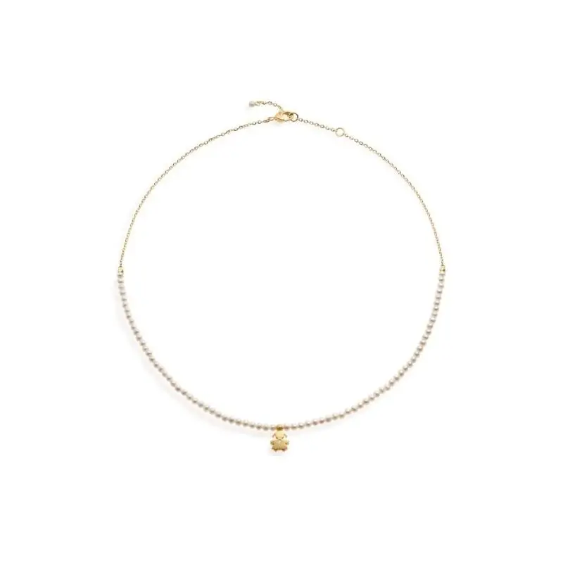 Collana Le Perle Con Sagoma Bimba In Oro Giallo E Diamante - Le Bebe