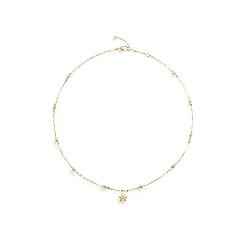 Collana Le Perle Con Sagoma Bimbo In Oro Giallo E Diamante - Le Bebe