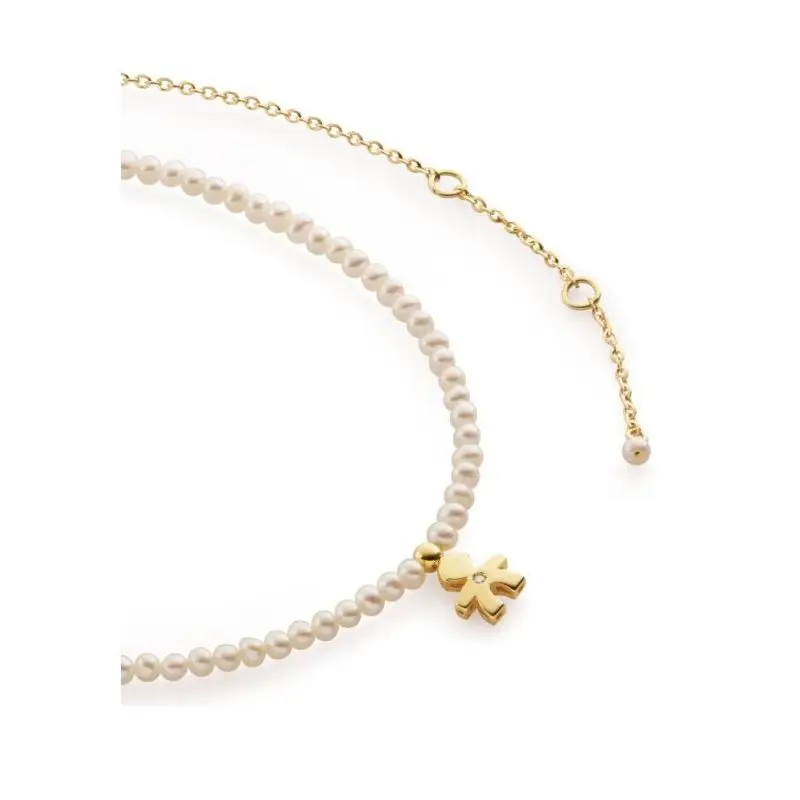 Collana Sagoma Bimbo Con Perle, Oro Giallo E Diamante - Lebebé miniatura 2