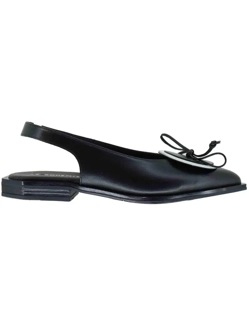 Slingback donna in pelle nera con tacco basso Donna P14 1