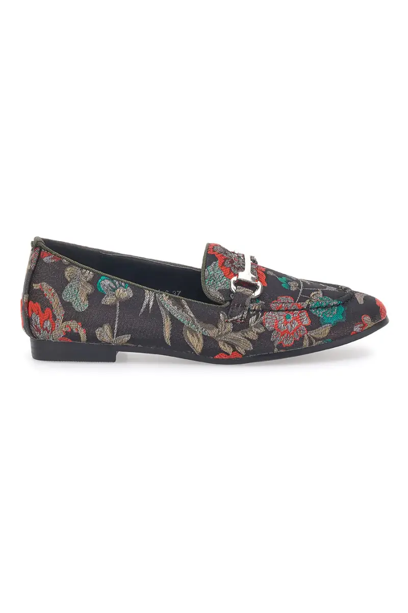 Loafer Nere con Fiori Le Havre Paris 23546 [NERO