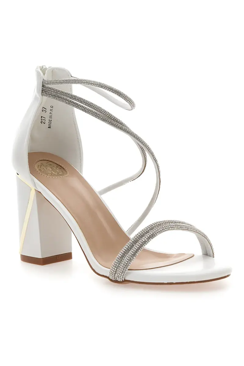 Sandali bianchi con tacco e strass LE HAVRE PARIS 237 [BIANCO] miniatura 2