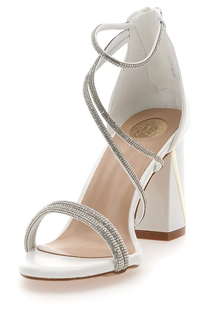 Sandali bianchi con tacco e strass LE HAVRE PARIS 237 [BIANCO] miniatura 4