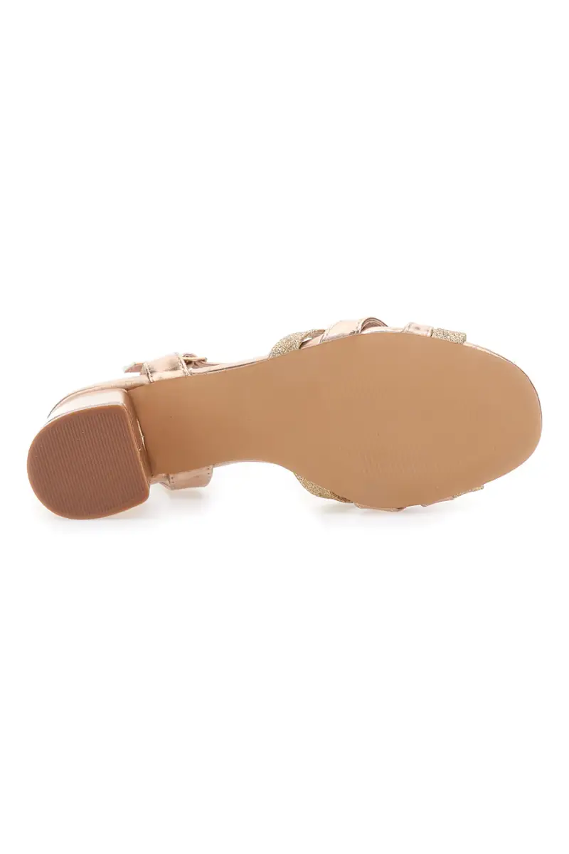 Sandali dorati con tacco basso e glitter LE HAVRE PARIS 307095 [ORO] miniatura 5