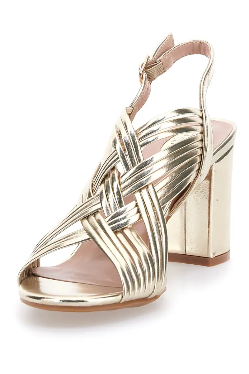 Sandali oro con tacco medio Le Havre Paris 9976956 [CHAMPAGNE] miniatura 3