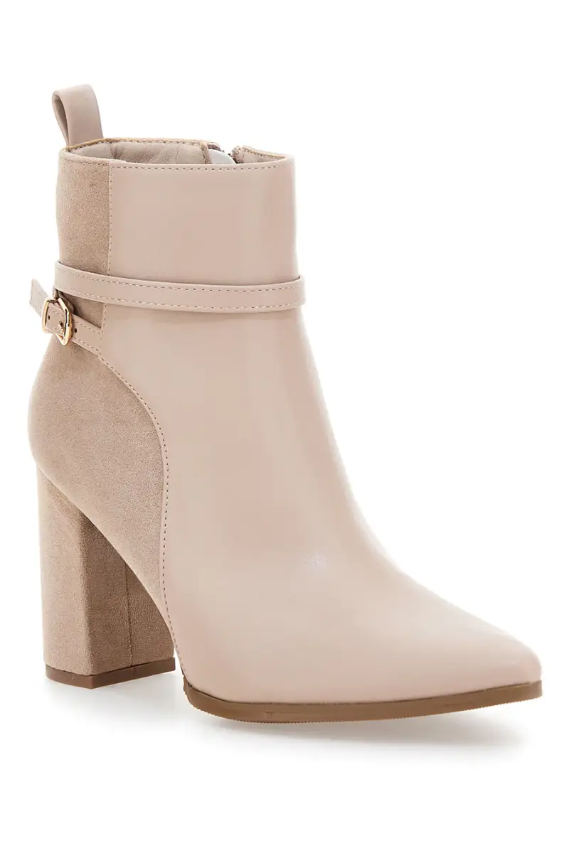 Stivaletti beige con tacco alto e cinturino alla caviglia Le Havre Paris 6001 [CREMA] miniatura 2