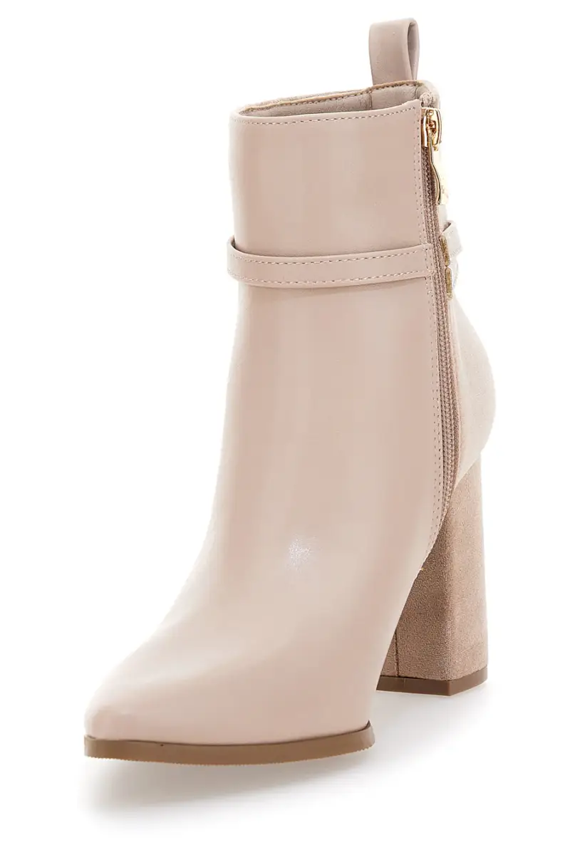 Stivaletti beige con tacco alto e cinturino alla caviglia Le Havre Paris 6001 [CREMA] miniatura 3