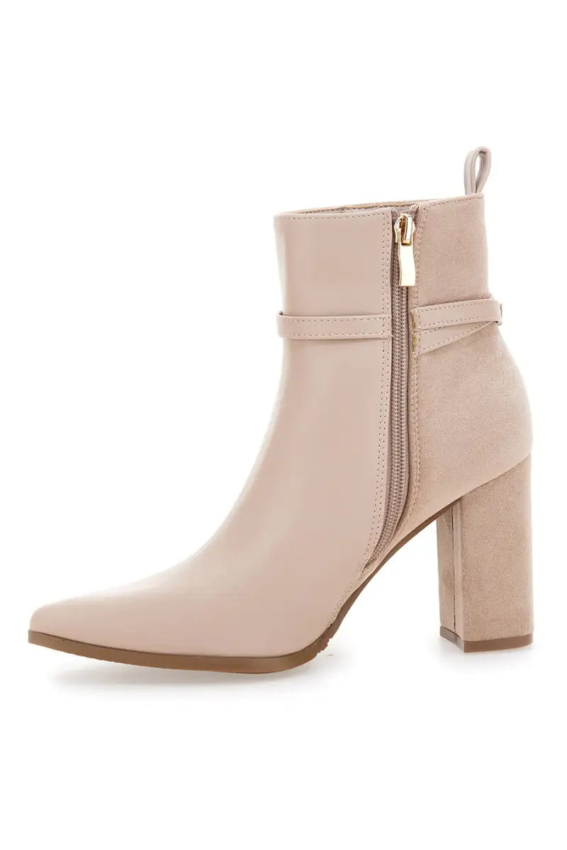 Stivaletti beige con tacco alto e cinturino alla caviglia Le Havre Paris 6001 [CREMA] miniatura 4