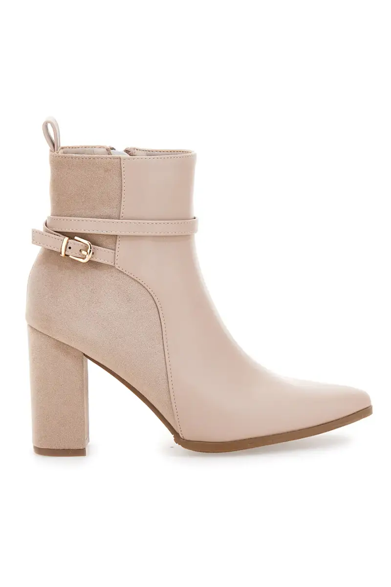 Stivaletti beige con tacco alto e cinturino alla caviglia Le Havre Paris 6001 [CREMA]