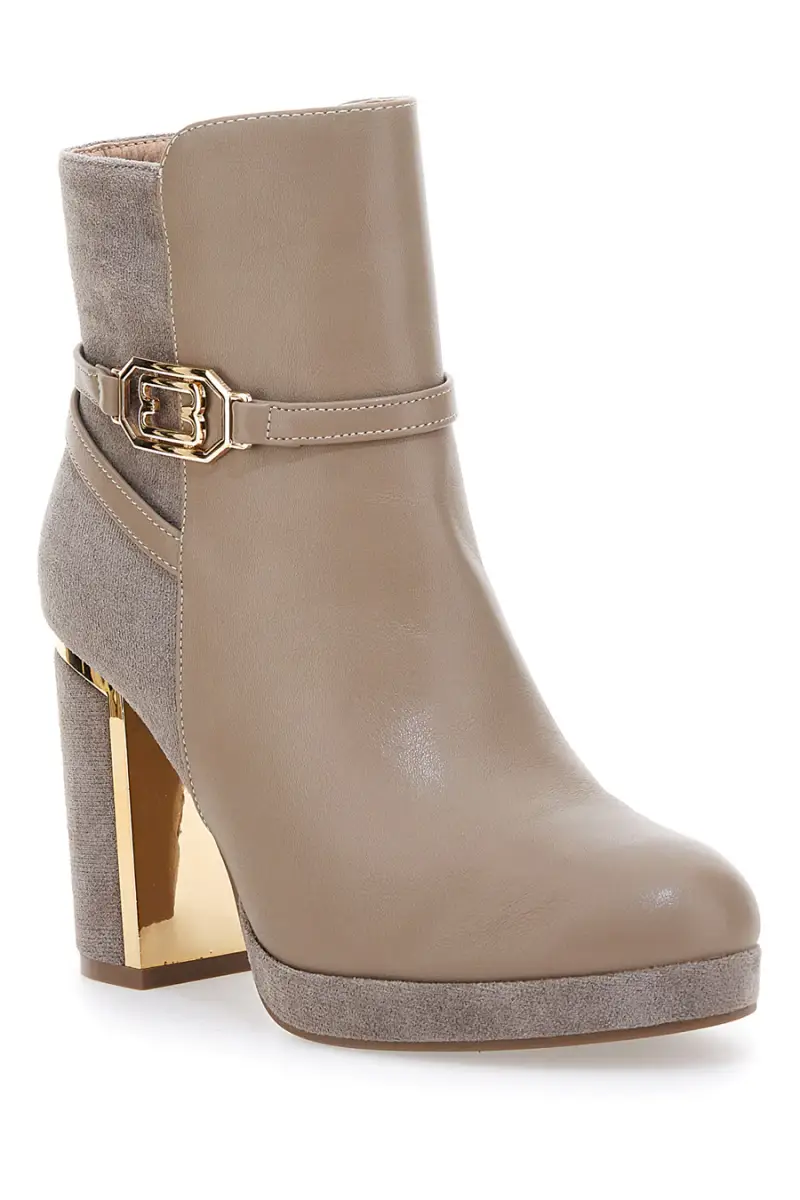 Stivaletti Beige con Tacco Alto e Plateau e Dettagli Dorati Le Havre Paris RQ23WT7 [GRIGIO] miniatura 2