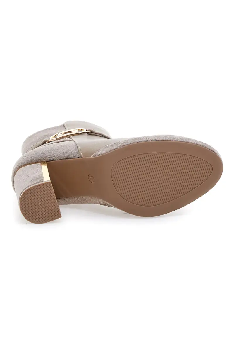 Stivaletti Beige con Tacco Alto e Plateau e Dettagli Dorati Le Havre Paris RQ23WT7 [GRIGIO] miniatura 5